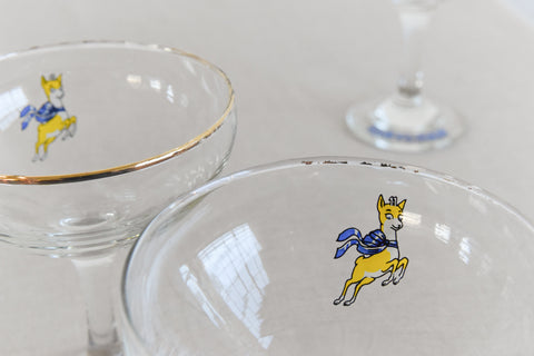 Vintage Set of Six 1970s Babycham Glasses