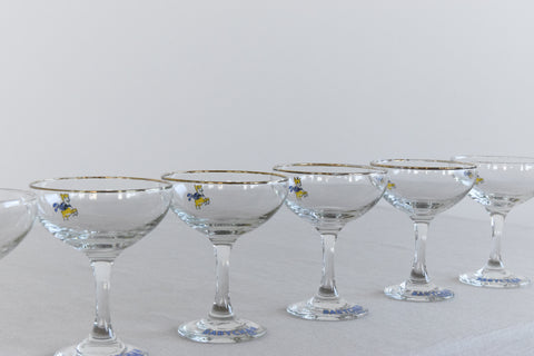 Vintage Set of Six 1970s Babycham Glasses