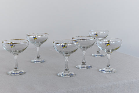 Vintage Set of Six 1970s Babycham Glasses