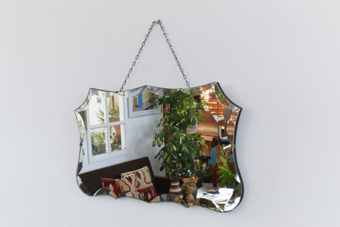 Vintage Frameless Bevelled Mirror