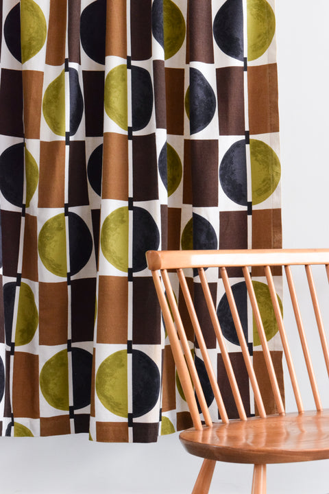 Vintage Single 1950s Geometric Screen Printed Curtain 'Diablo' by Tootal