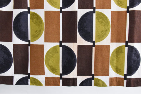 Vintage Single 1950s Geometric Screen Printed Curtain 'Diablo' by Tootal