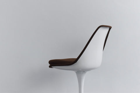 Vintage Single 1960s Tulip Dining Chair with Brown Upholstery by Maurice Burke for Arkana Model 115