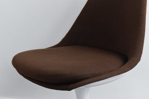 Vintage Single 1960s Tulip Dining Chair with Brown Upholstery by Maurice Burke for Arkana Model 115
