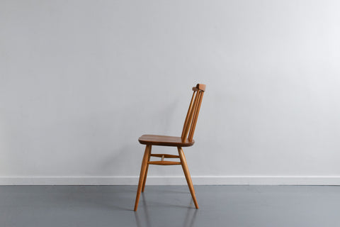 Vintage Single Ercol Light Elm Windsor Chiltern Swept-Back Dining Chair No.737