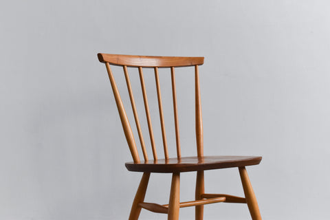 Vintage Single Ercol Light Elm Windsor Chiltern Swept-Back Dining Chair No.737