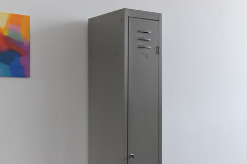 Vintage Grey Metal Industrial Single Locker