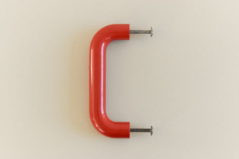 Vintage Single Red Plastic Cupboard / Drawer D Handle