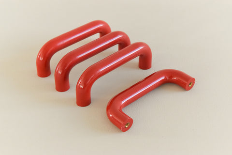 Vintage Single Red Plastic Cupboard / Drawer D Handle