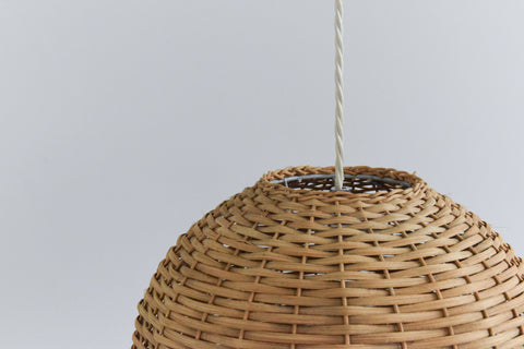 Vintage Small 1960s Wicker / Rattan Pendant Light Shade