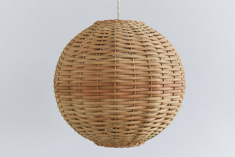 Vintage Small 1960s Wicker / Rattan Pendant Light Shade