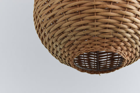 Vintage Small 1960s Wicker / Rattan Pendant Light Shade