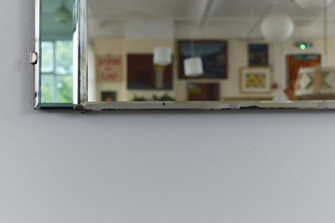 Vintage Small Arched Mirror with Green Panels