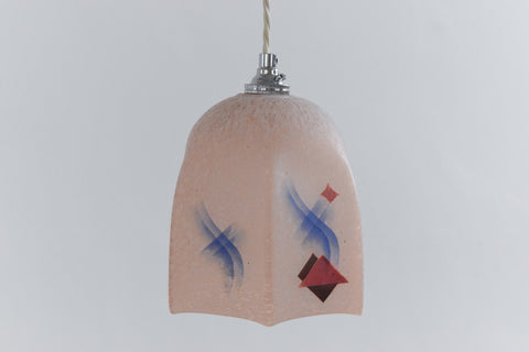 Vintage Small Art Deco Pink Patterned Glass Light Shade
