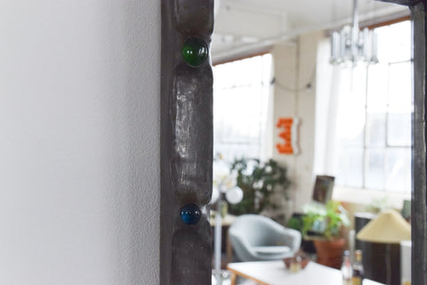 Vintage Small Arts and Crafts Style Pewter framed Mirror Circa 1920s