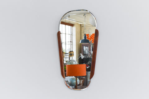 Vintage Small Asymmetric Design Teak Wall Mirror by Clark Eaton