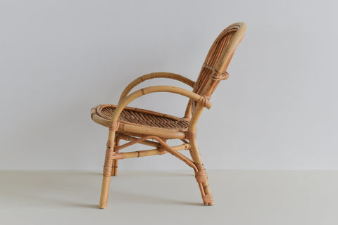 Vintage Small Bamboo Armchair for Teddy or Doll