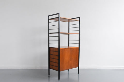 Vintage Small Black Metal Framed Staples Ladderax Shelving Unit / Bookcase / Room Divider