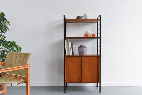 Vintage Small Black Metal Framed Staples Ladderax Shelving Unit / Bookcase / Room Divider