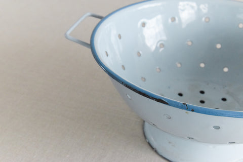 Vintage Small Blue Enamel Colander