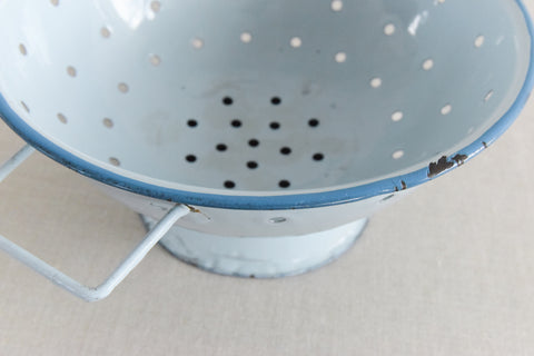 Vintage Small Blue Enamel Colander
