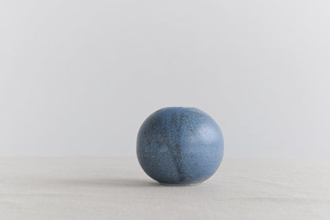 Vintage Small Blue Studio Pottery Ceramic Globular Pot / Bud Vase