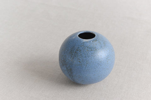 Vintage Small Blue Studio Pottery Ceramic Globular Pot / Bud Vase