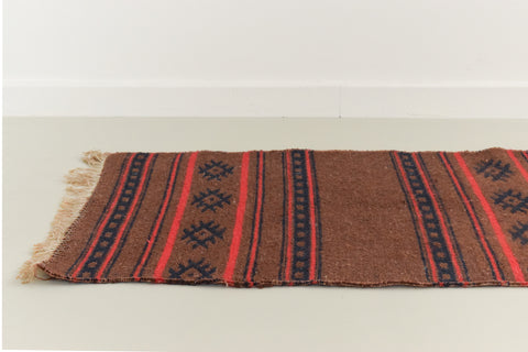 Vintage Small Flat Weave Wool Rug Runner