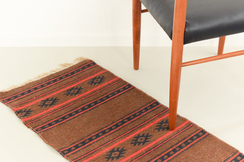 Vintage Small Flat Weave Wool Rug Runner