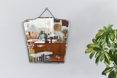 Vintage Small Frameless Bevelled Mirror