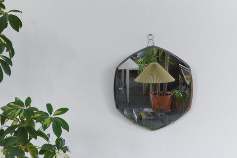 Vintage Small Frameless Hexagonal Bevelled Mirror