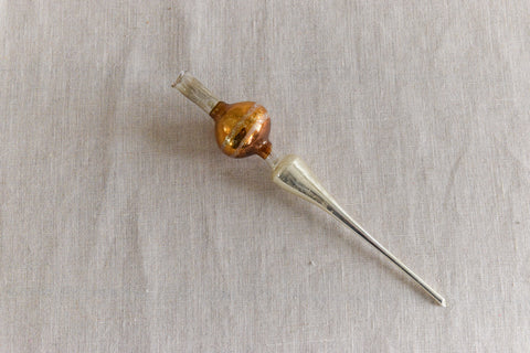 Vintage Small Gold and Silver Glass Christmas Tree Topper