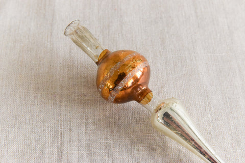 Vintage Small Gold and Silver Glass Christmas Tree Topper