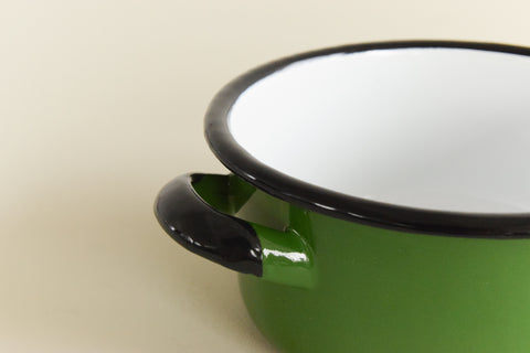 Vintage Small Green Enamel Pan