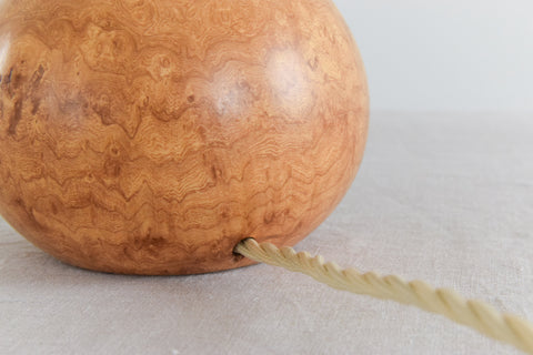 Vintage Small Hand Turned Wooden Table Lamp Base by Dennis French