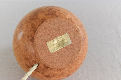 Vintage Small Hand Turned Wooden Table Lamp Base by Dennis French