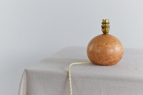 Vintage Small Hand Turned Wooden Table Lamp Base by Dennis French