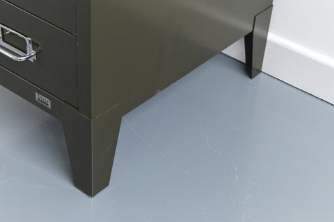 Vintage Small Industrial Green 5 Drawer Metal Filing Cabinet by Stor