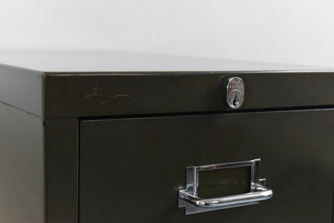 Vintage Small Industrial Green 5 Drawer Metal Filing Cabinet by Stor