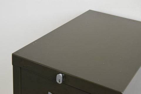 Vintage Small Industrial Green 5 Drawer Metal Filing Cabinet by Stor