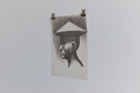 Vintage Small Original Figurative Portrait Pencil Drawing by Artist Robert Arthur Bramwell