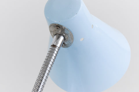 Vintage Small Pale Blue Gooseneck Desk Lamp