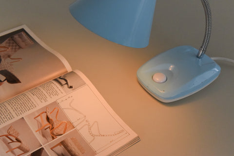 Vintage Small Pale Blue Gooseneck Desk Lamp