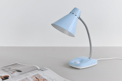 Vintage Small Pale Blue Gooseneck Desk Lamp