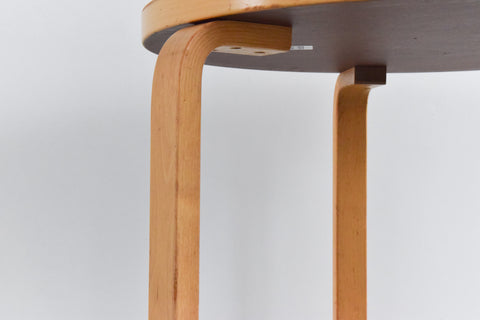 Vintage Small Round White Laminate Top Table by Alvar Aalto for Artek
