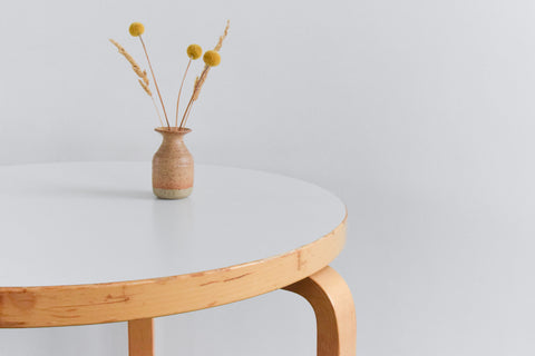 Vintage Small Round White Laminate Top Table by Alvar Aalto for Artek