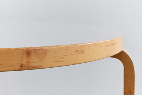 Vintage Small Round White Laminate Top Table by Alvar Aalto for Artek