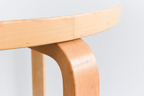 Vintage Small Round White Laminate Top Table by Alvar Aalto for Artek