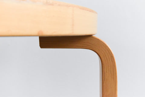 Vintage Small Round White Laminate Top Table by Alvar Aalto for Artek