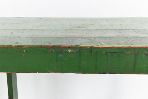 Vintage Small Rustic Green Wooden Table